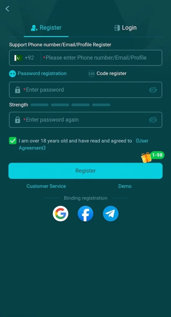 HH98 Register & Login